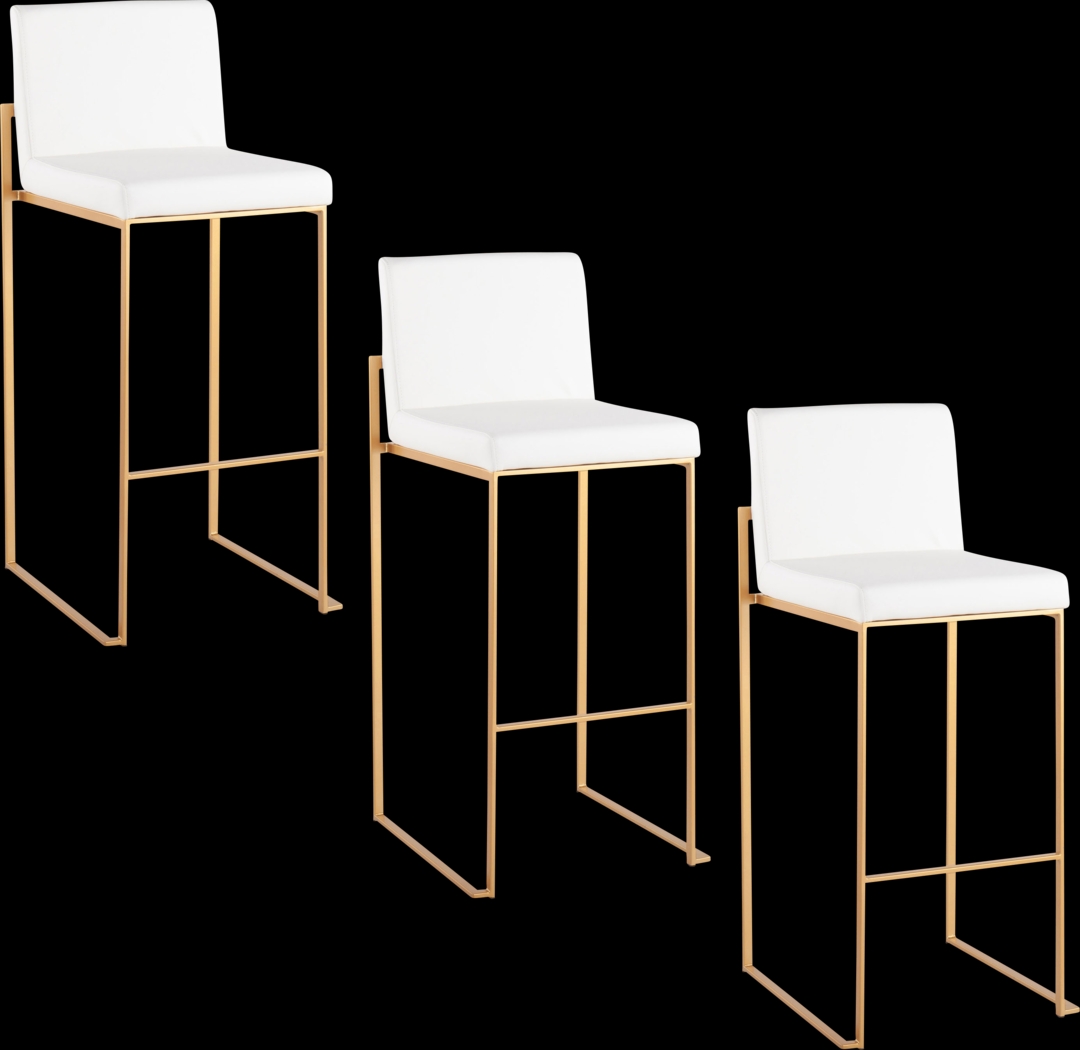 Nowotny III White Barstool, Set of 3 - Thumbnail - Image 1