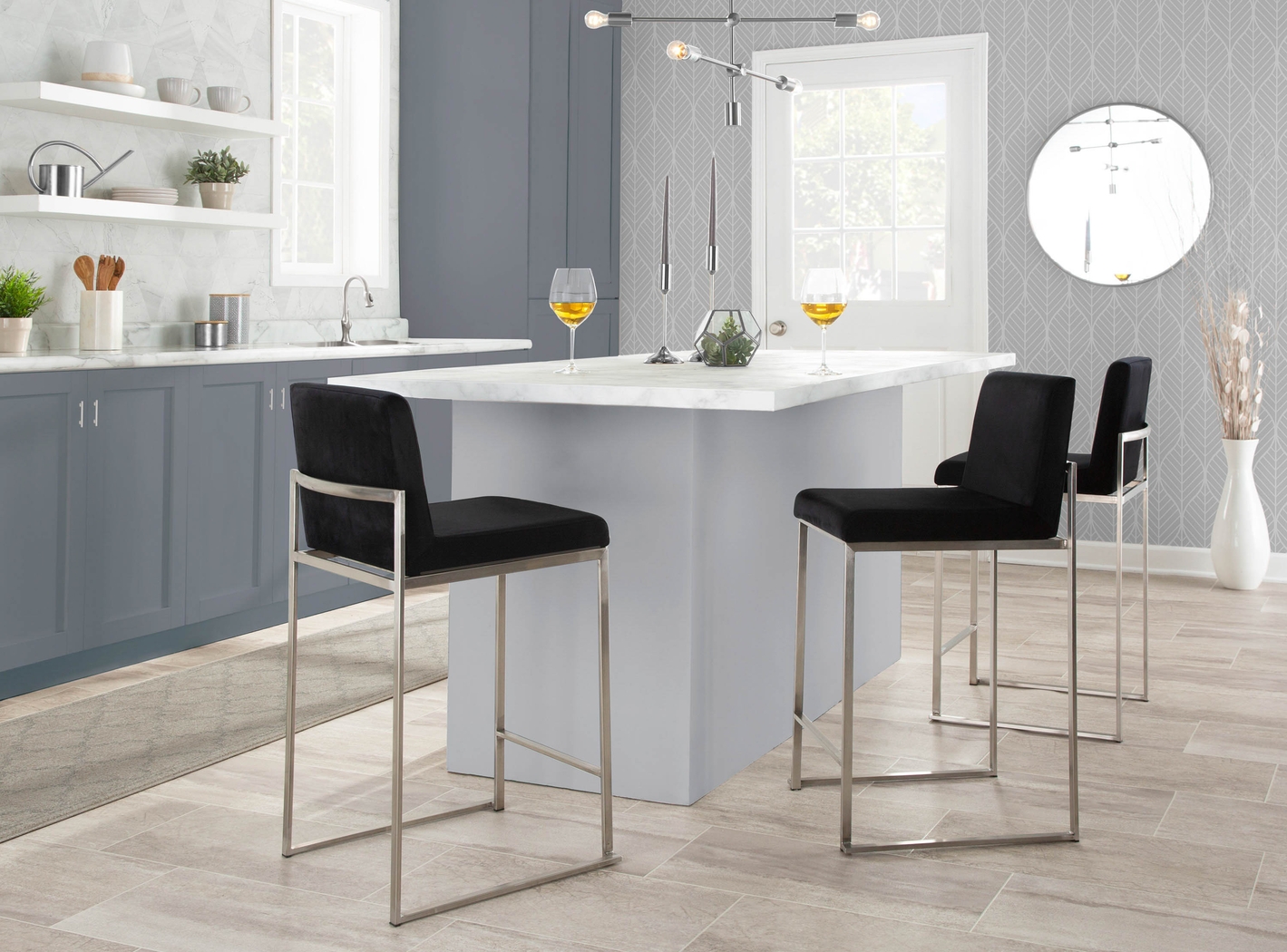 Nowotny IV Black Counter Height Stool, Set of 3 - Thumbnail - Image 2