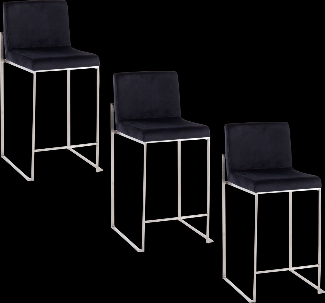 Nowotny IV Black Counter Height Stool, Set of 3 - Thumbnail - Image 1