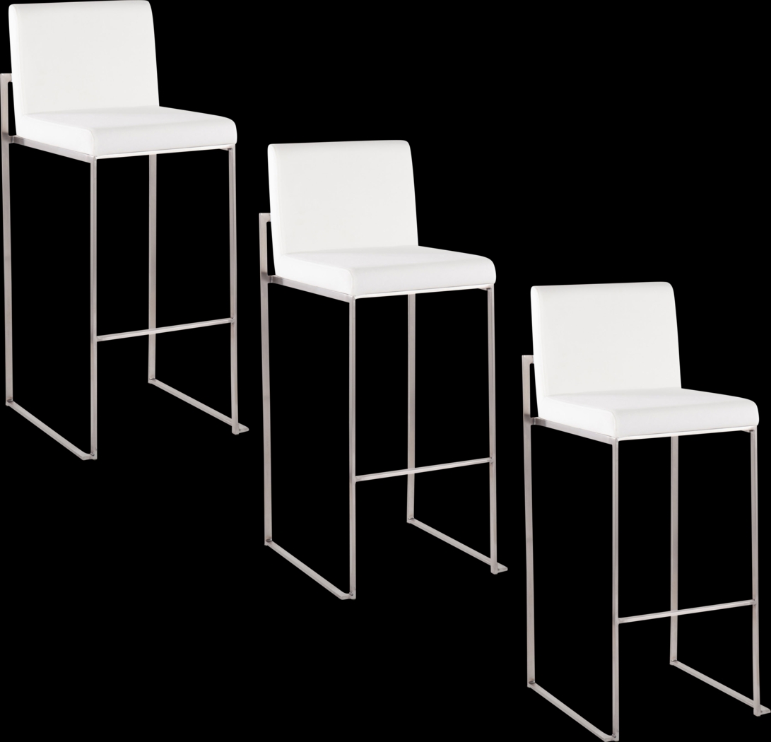 Nowotny IV White Barstool, Set of 3 - Thumbnail - Image 1