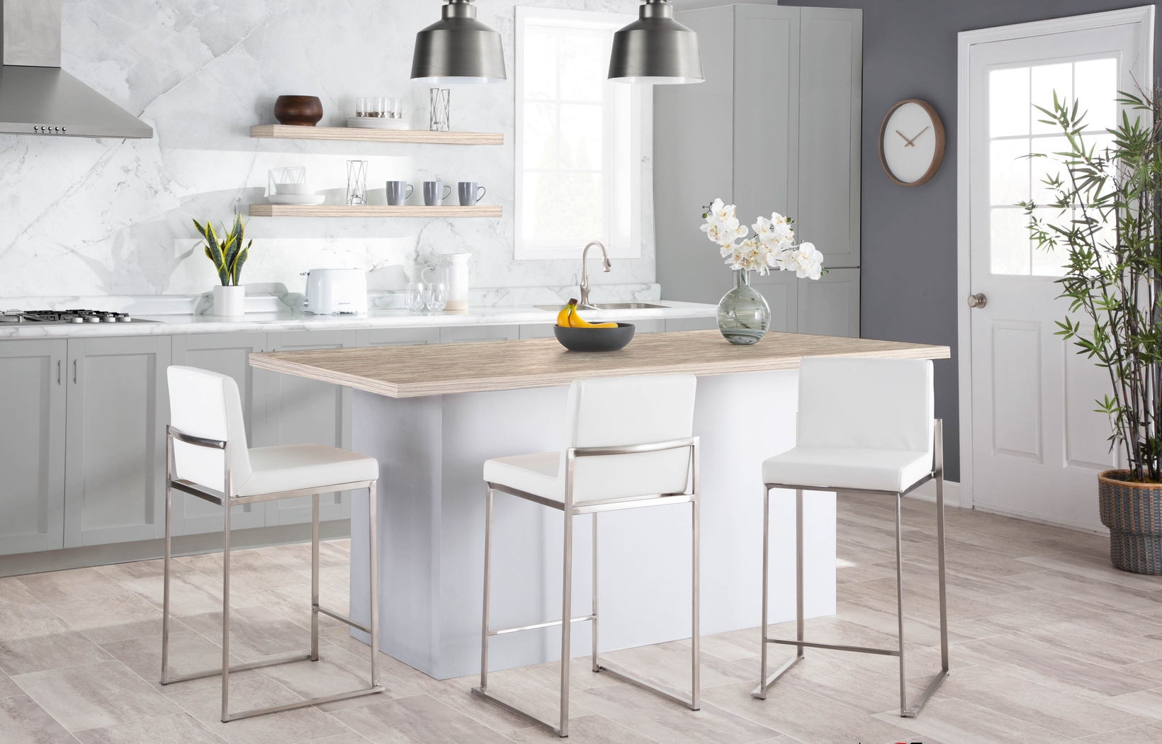 Nowotny IV White Counter Height Stool, Set of 3 - Thumbnail - Image 3