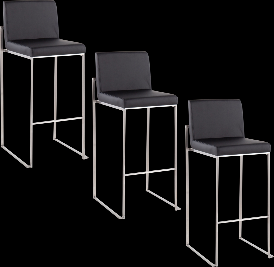 Nowotny V Black Barstool, Set of 3 - Thumbnail - Image 1