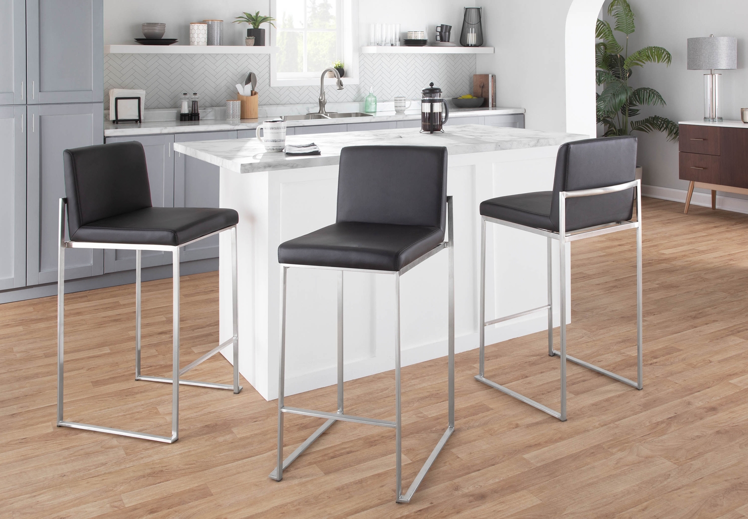 Nowotny V Black Counter Height Stool, Set of 3 - Thumbnail - Image 2