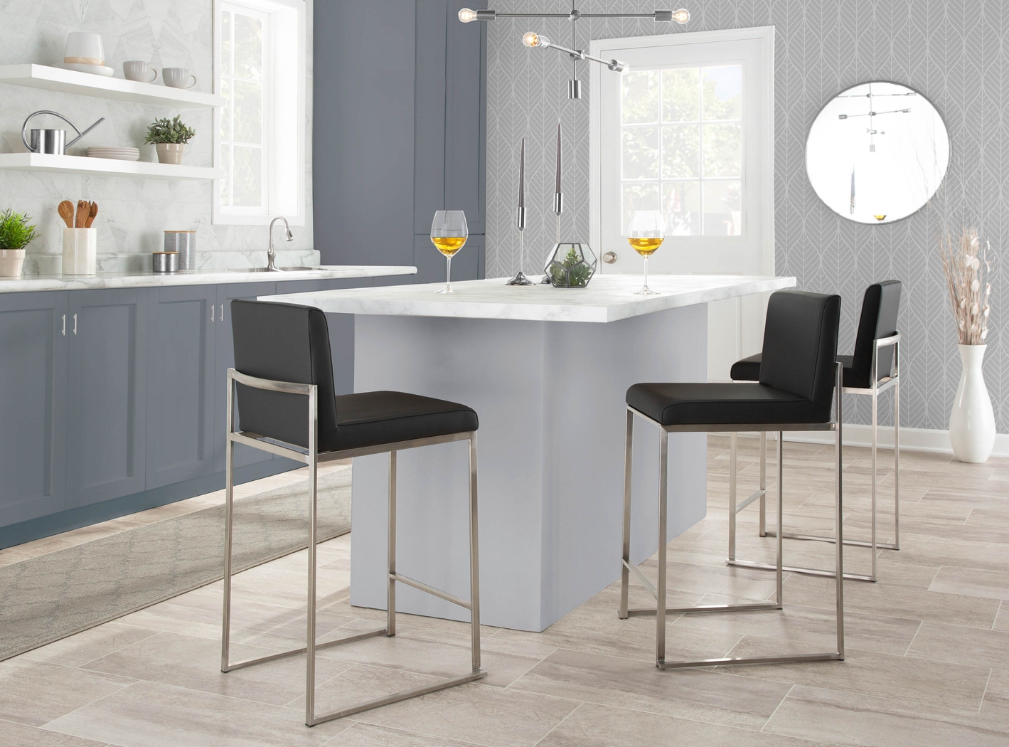 Nowotny V Black Counter Height Stool, Set of 3 - Thumbnail - Image 3