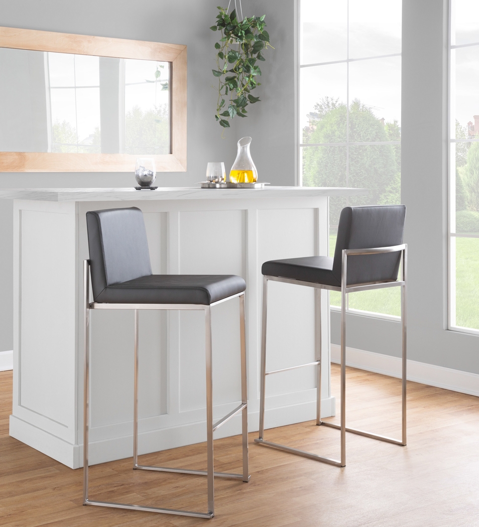 Nowotny V Gray Barstool, Set of 3 - Thumbnail - Image 3