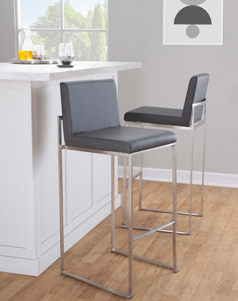 Nowotny V Gray Barstool, Set of 3 - Thumbnail - Image 4