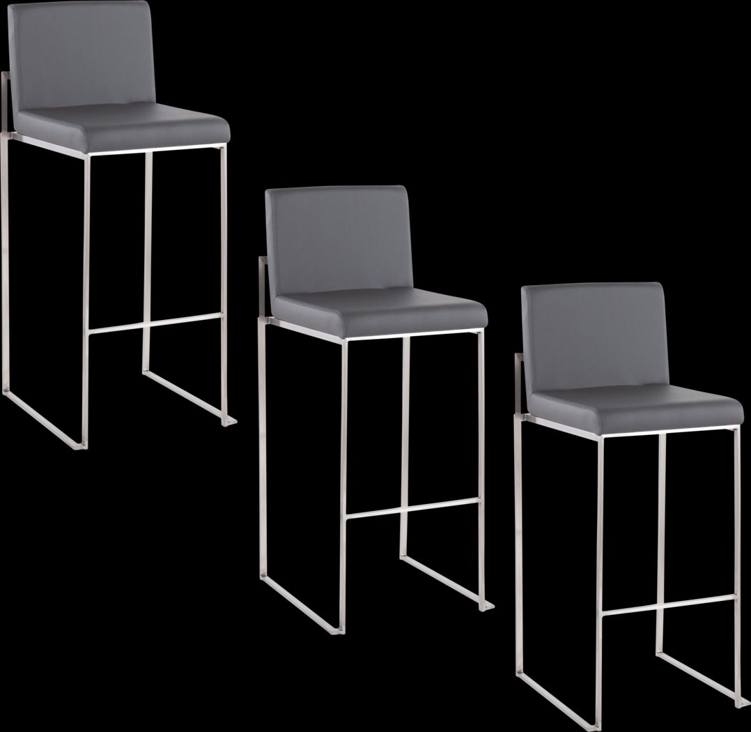 Nowotny V Gray Barstool, Set of 3 - Thumbnail - Image 1