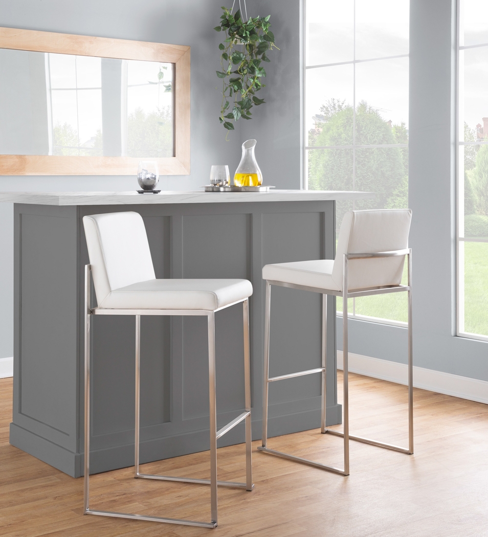 Nowotny V White Barstool, Set of 3 - Thumbnail - Image 3