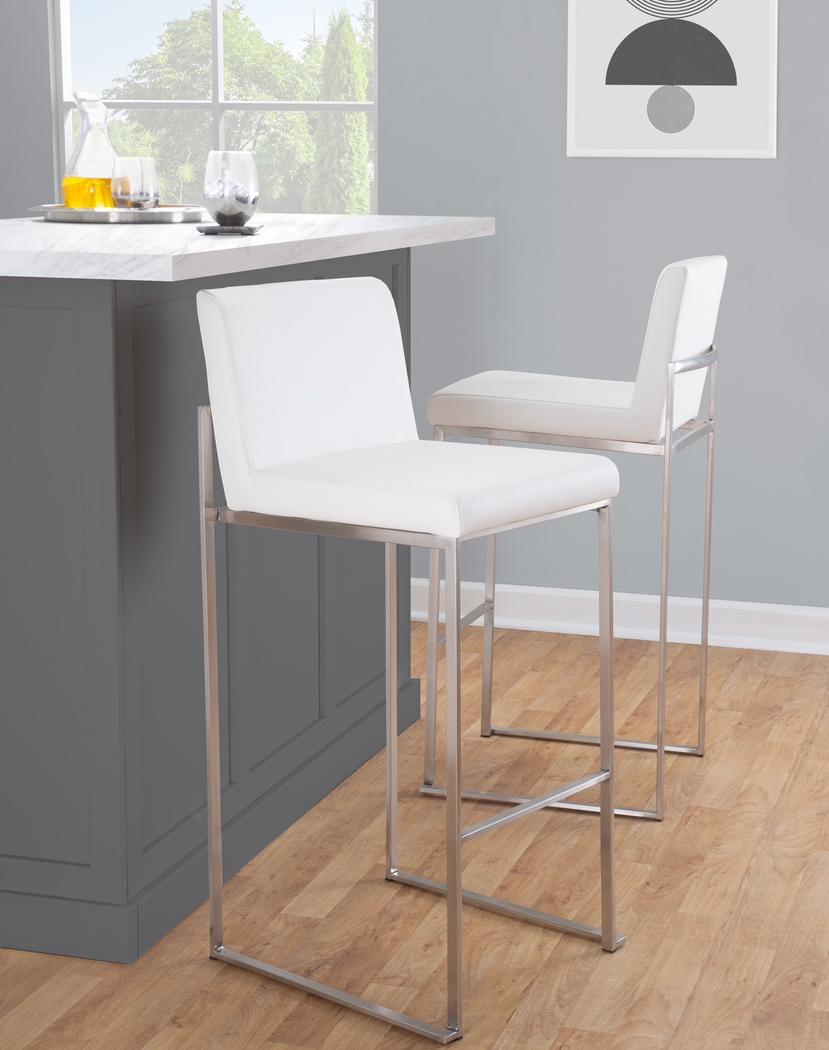 Nowotny V White Barstool, Set of 3 - Thumbnail - Image 4