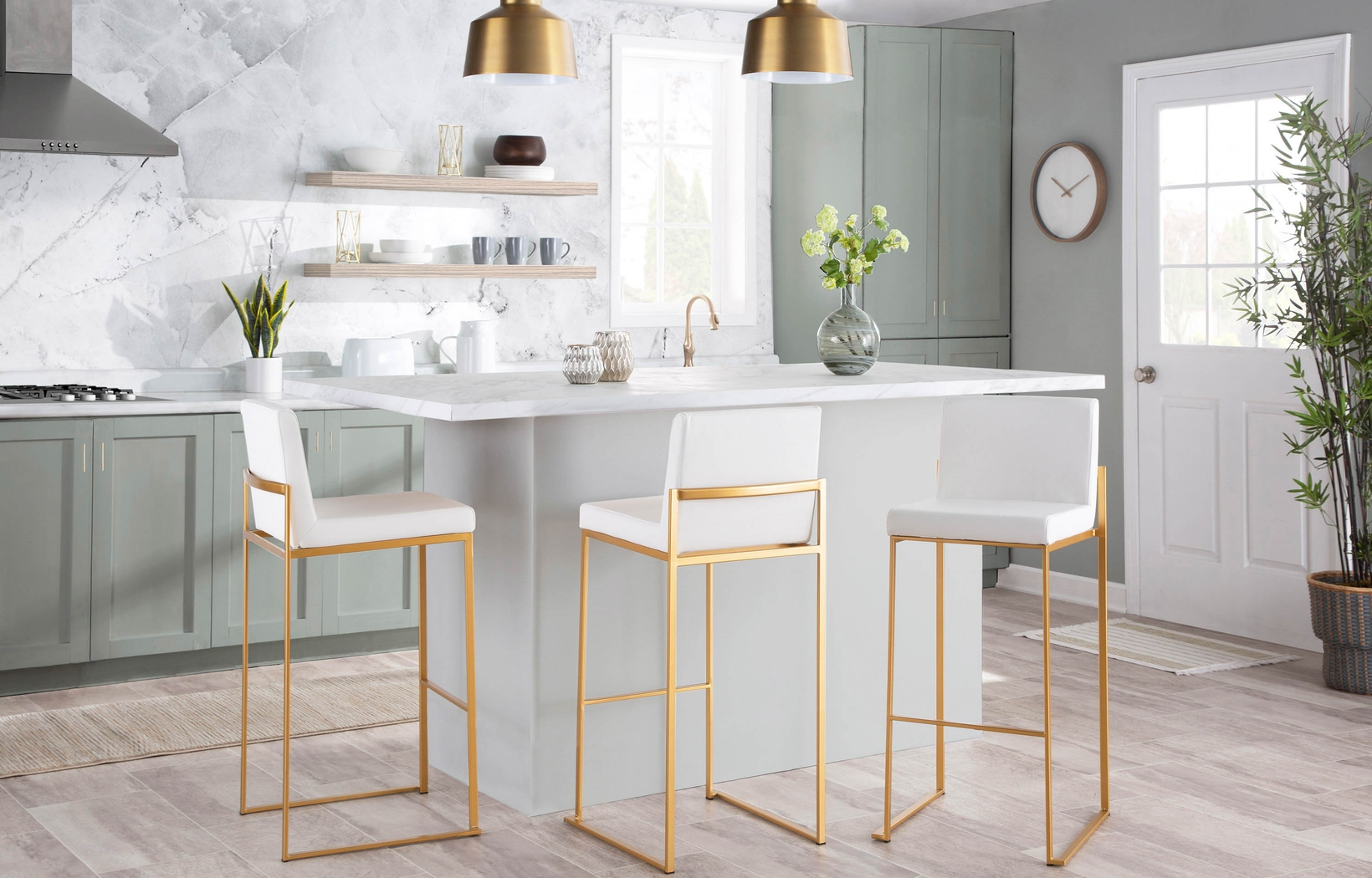 Nowotny White Gold Barstool Set of 2 - Thumbnail - Image 8