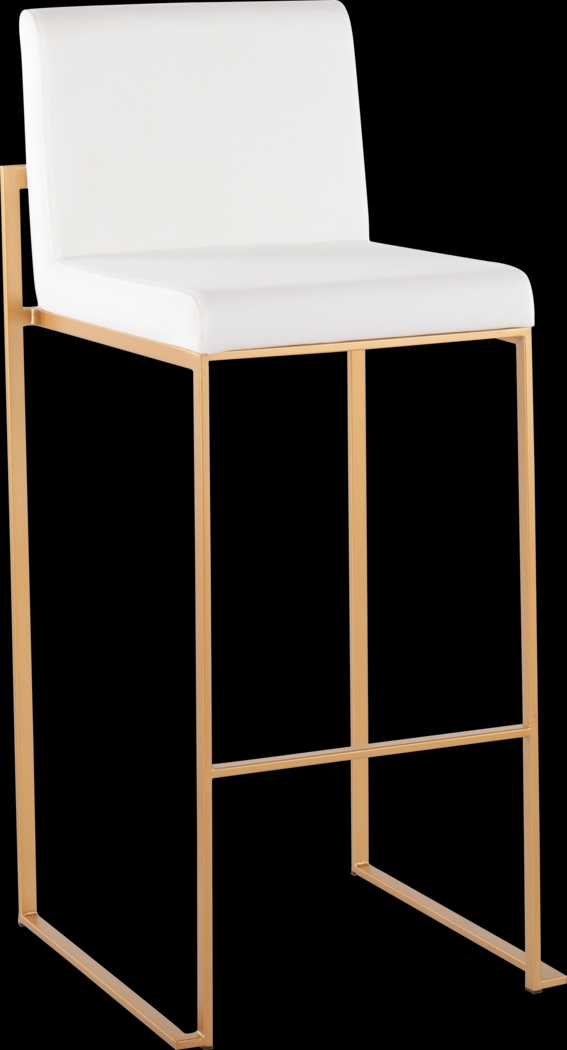 Nowotny White Gold Velvet Barstool Set of 2 - Thumbnail - Image 2