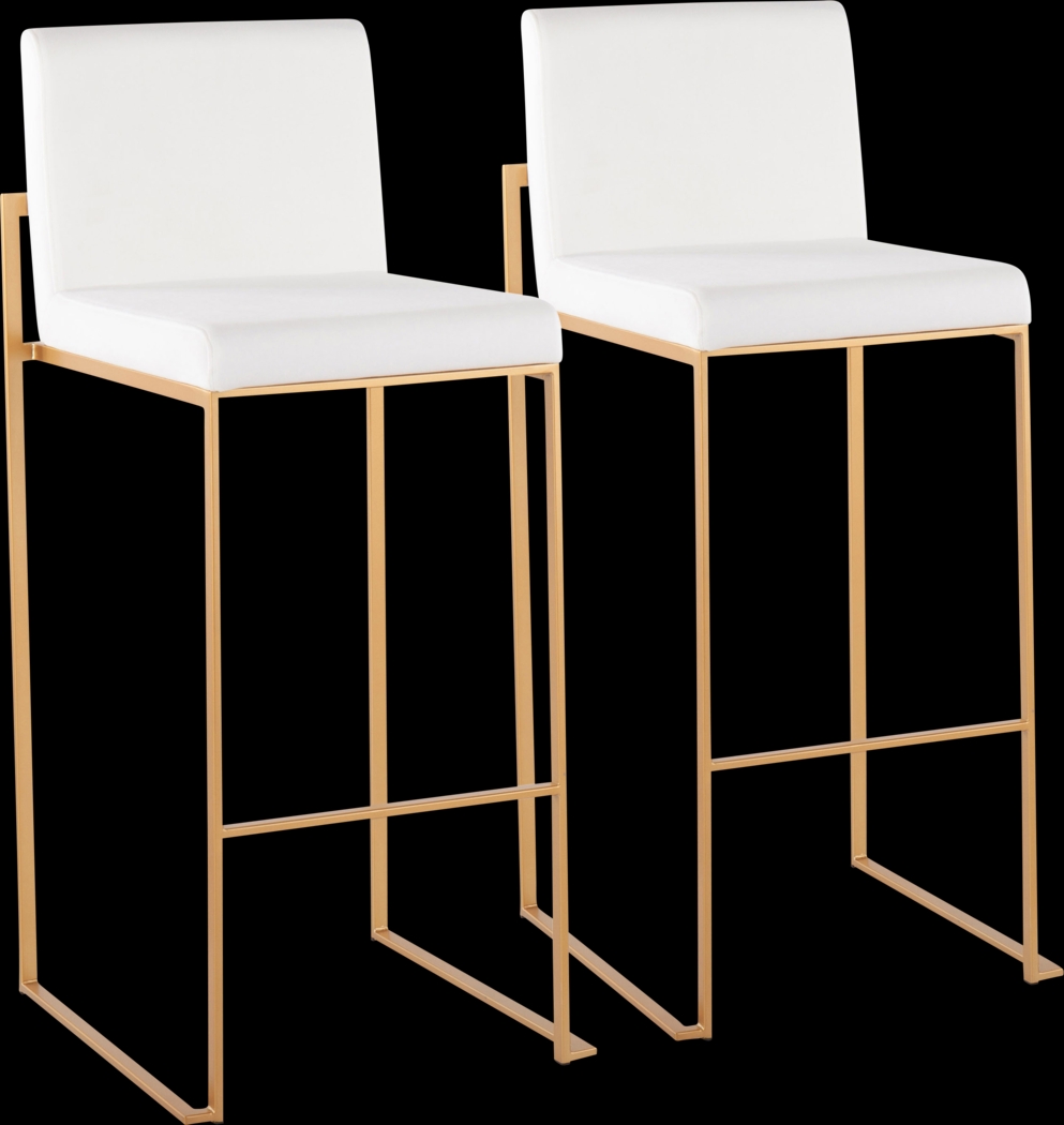 Nowotny White Gold Velvet Barstool Set of 2 - Thumbnail - Image 1