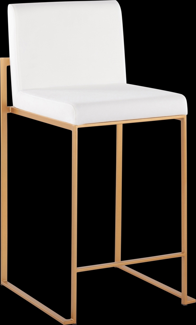 Nowotny White Gold Velvet Counter Height Stool Set of 2 - Thumbnail - Image 2