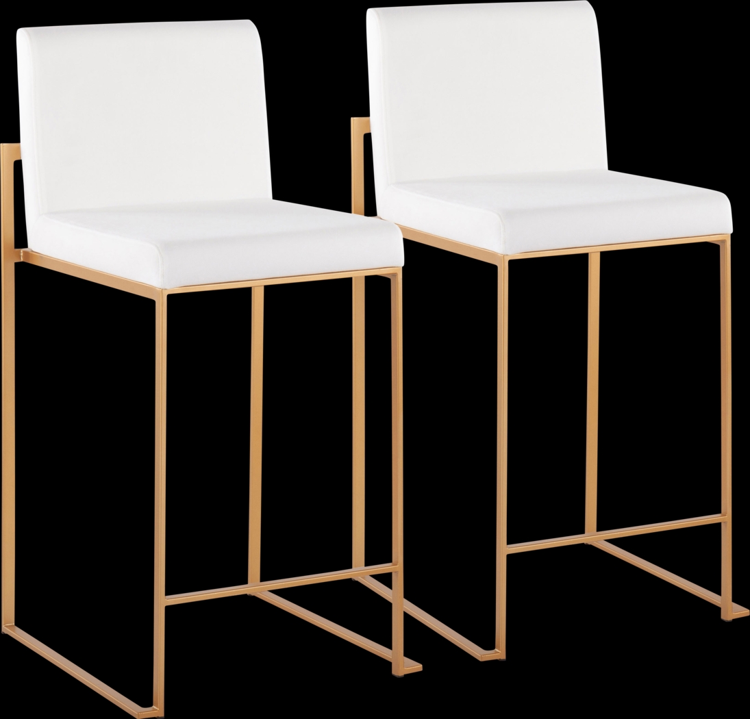 Nowotny White Gold Velvet Counter Height Stool Set of 2 - Thumbnail - Image 1