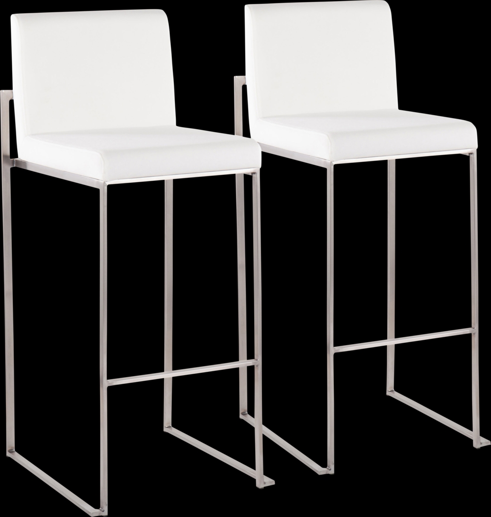 Nowotny White Silver Barstool Set of 2 - Thumbnail - Image 1