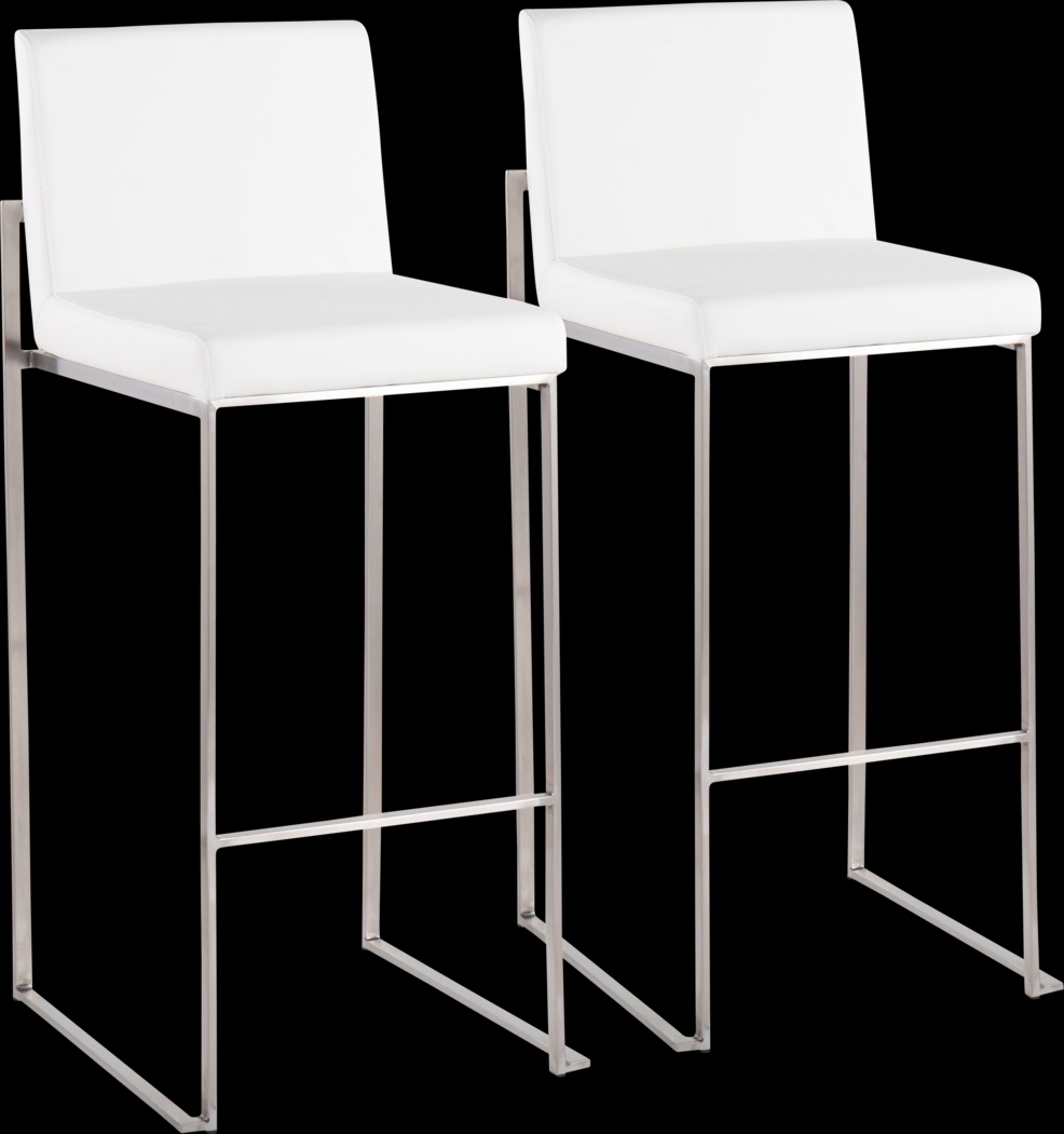Nowotny White Silver Barstool Set of 2 - Thumbnail - Image 1