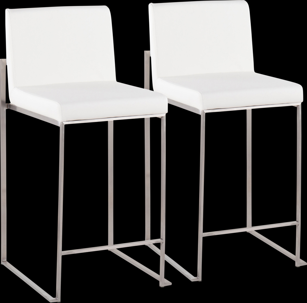 Nowotny White Silver Counter Height Stool Set of 2 - Thumbnail - Image 1