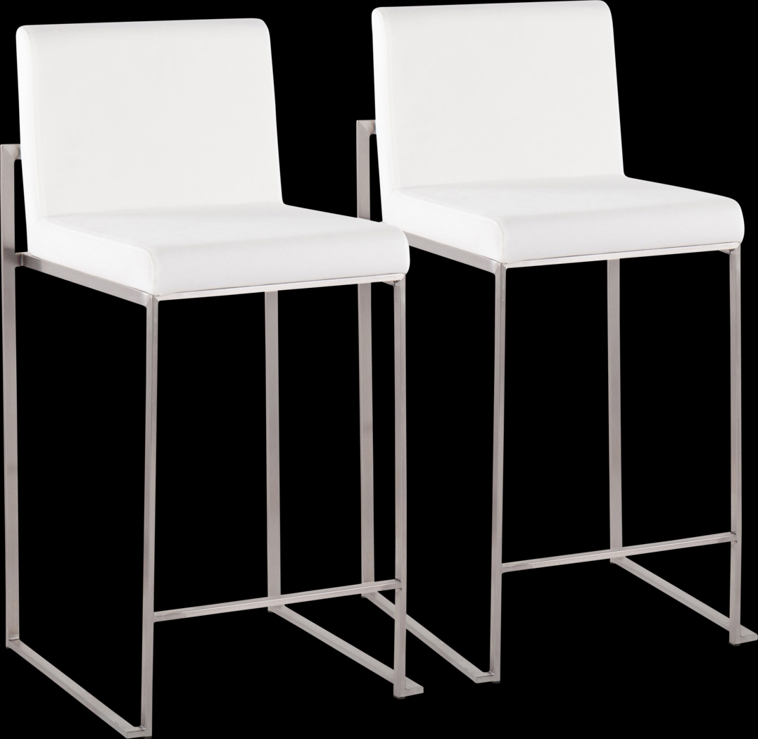 Nowotny White Silver Velvet Counter Height Stool Set of 2 - Thumbnail - Image 1