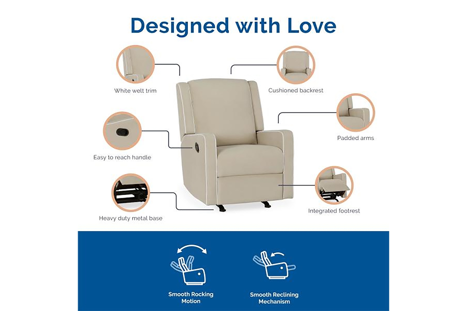 Nursery Ailla Beige Glider Recliner - Thumbnail - Image 5