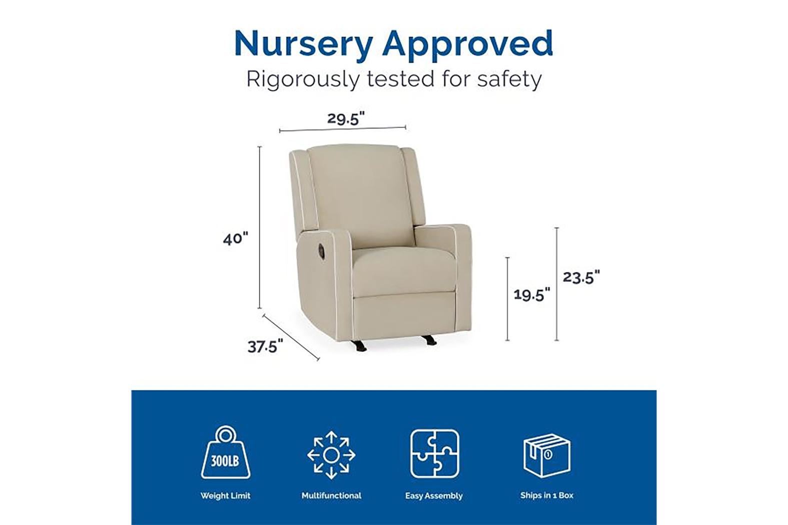 Nursery Ailla Beige Glider Recliner - Thumbnail - Image 7
