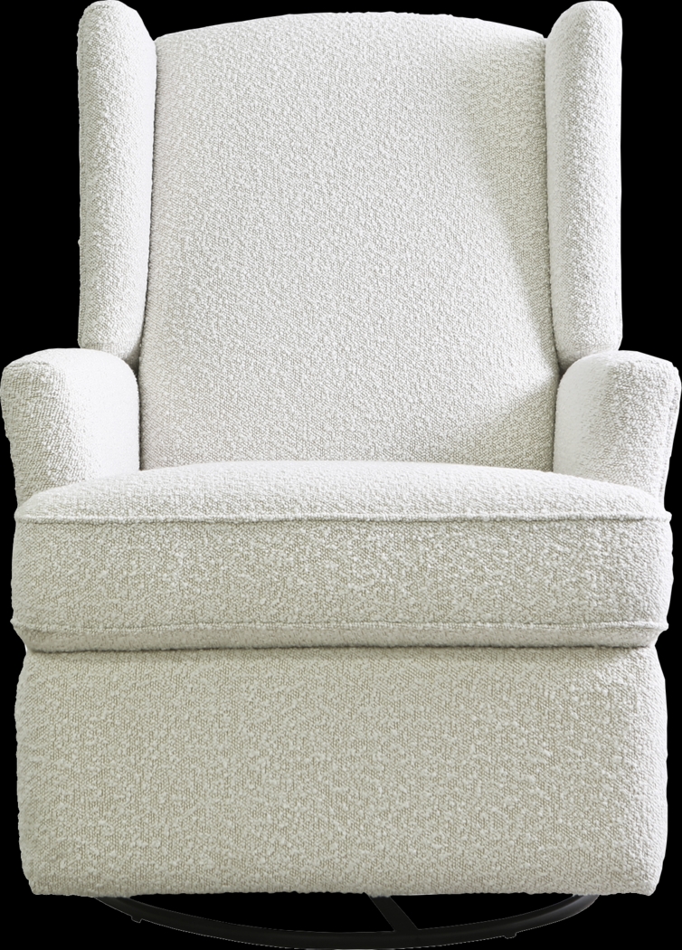Nursery Alondria White Boucle Swivel Recliner - Thumbnail - Image 2
