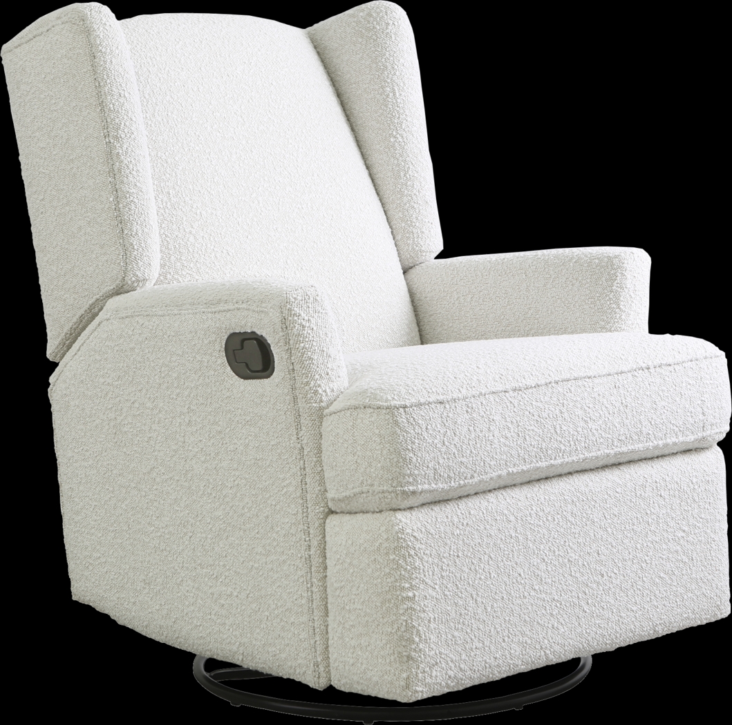 Nursery Alondria White Boucle Swivel Recliner - Thumbnail - Image 1