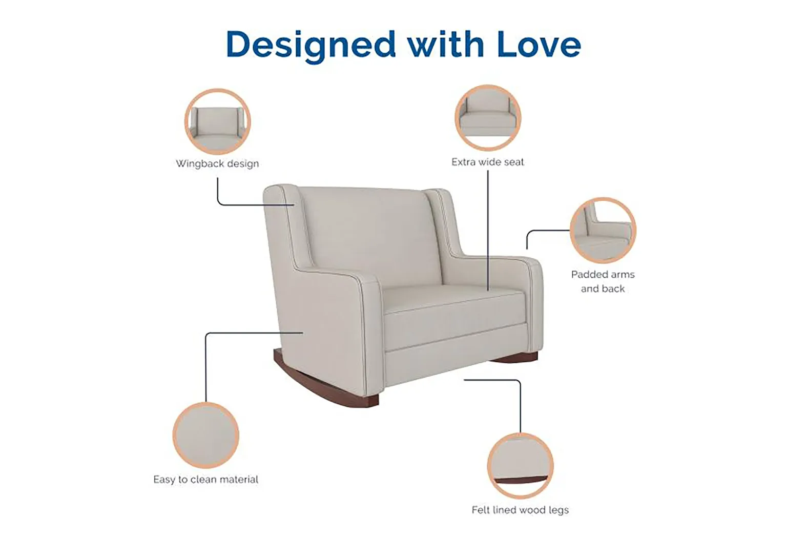 Nursery Arelo Beige Rocker Chair - Thumbnail - Image 6