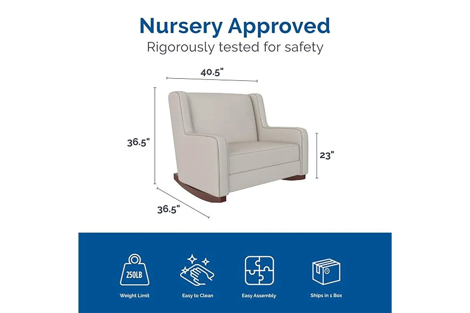 Nursery Arelo Beige Rocker Chair - Thumbnail - Image 8