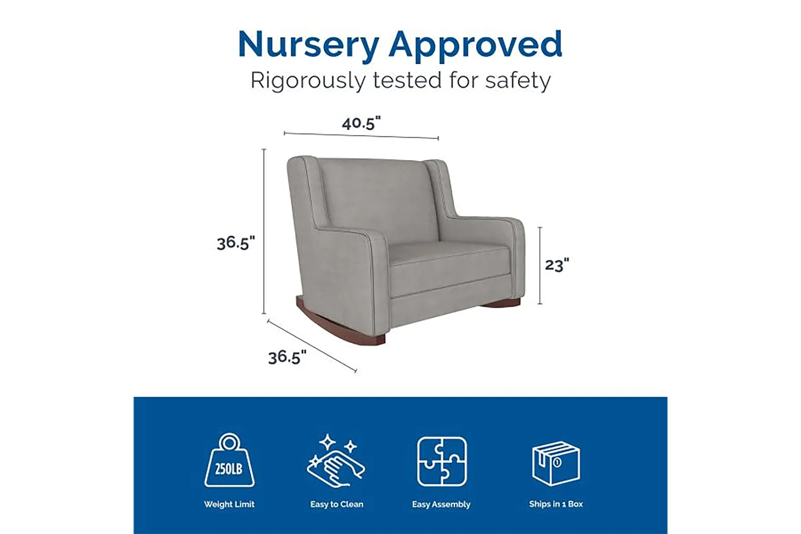 Nursery Arelo Taupe Rocker Chair - Thumbnail - Image 8
