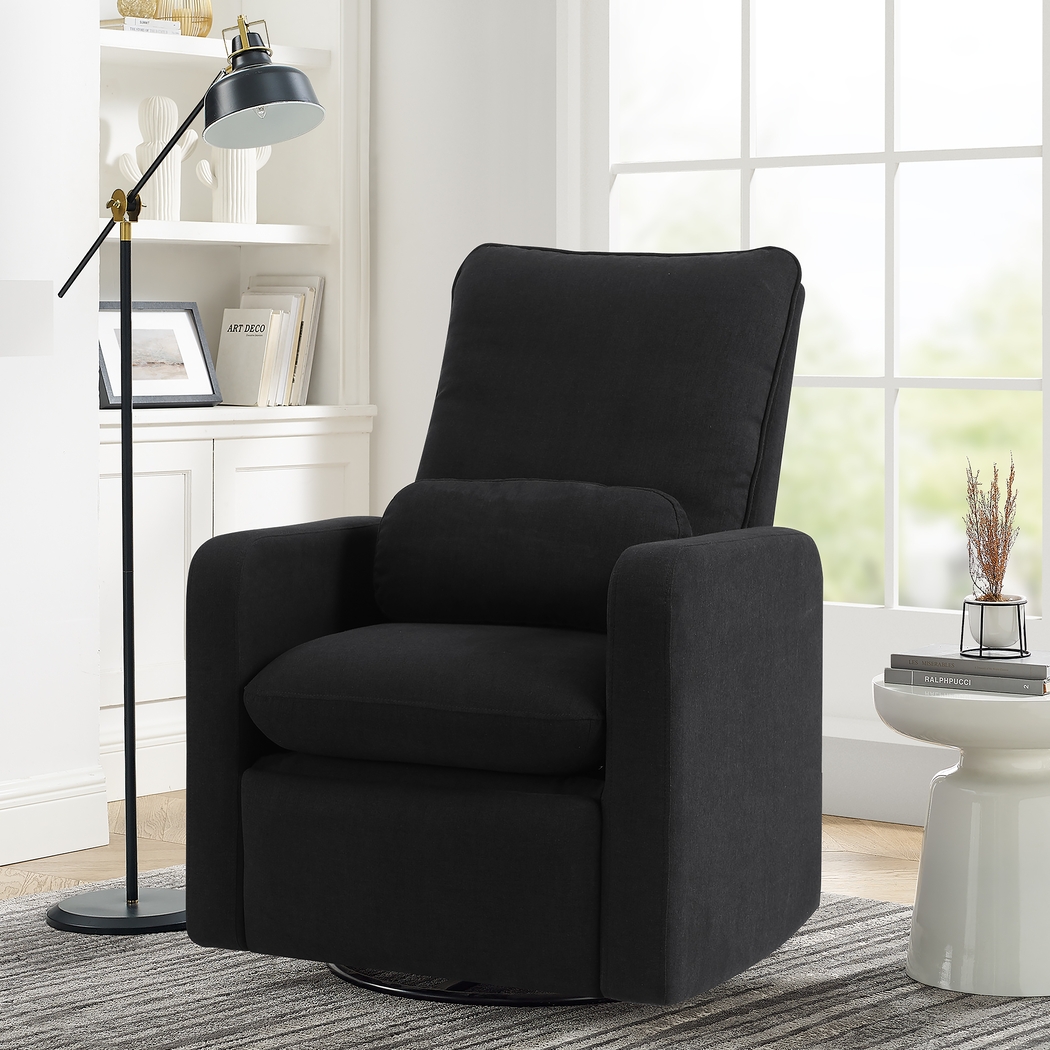 Nursery Cloud Black Swivel Recliner - Thumbnail - Image 2
