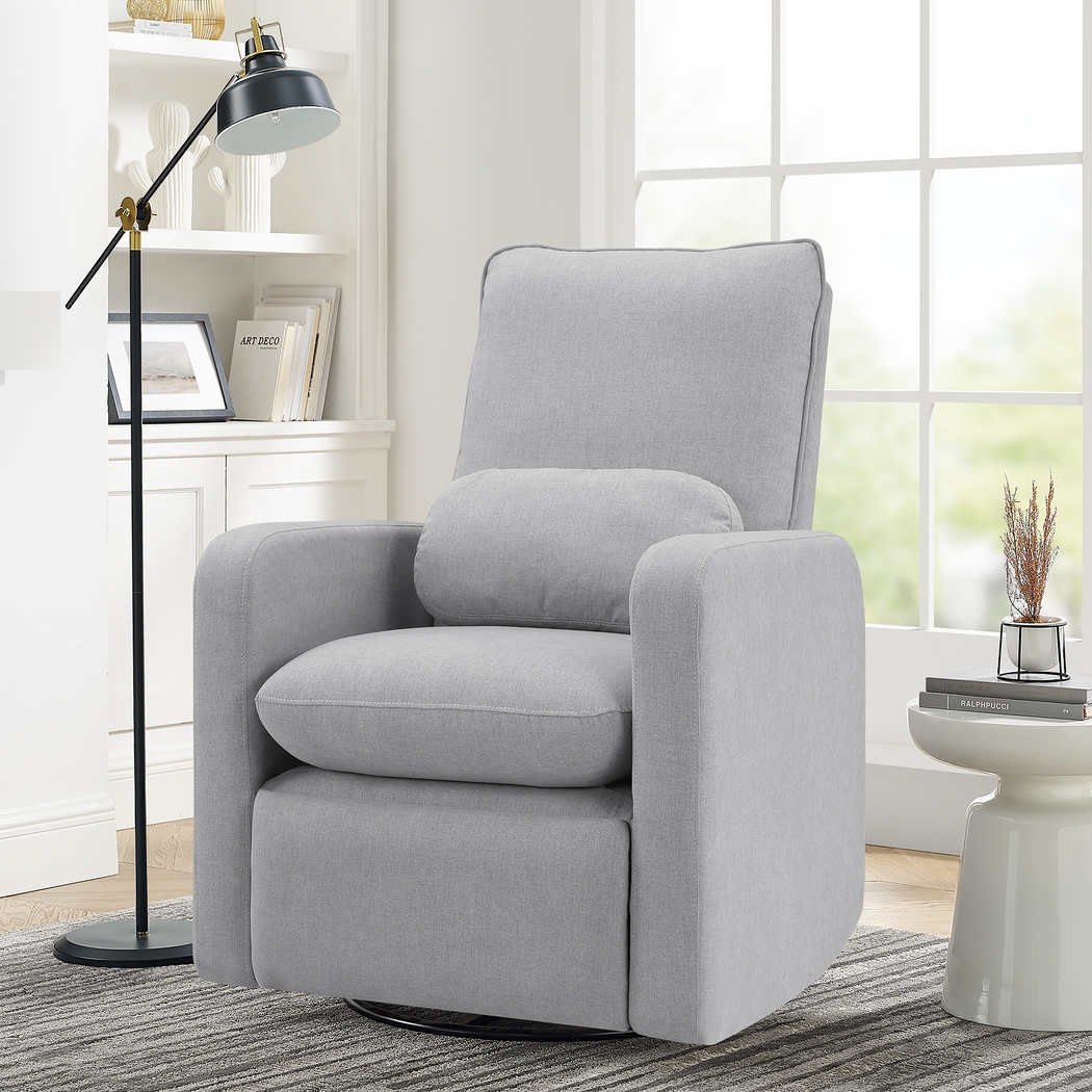 Nursery Cloud Gray Swivel Recliner - Thumbnail - Image 2