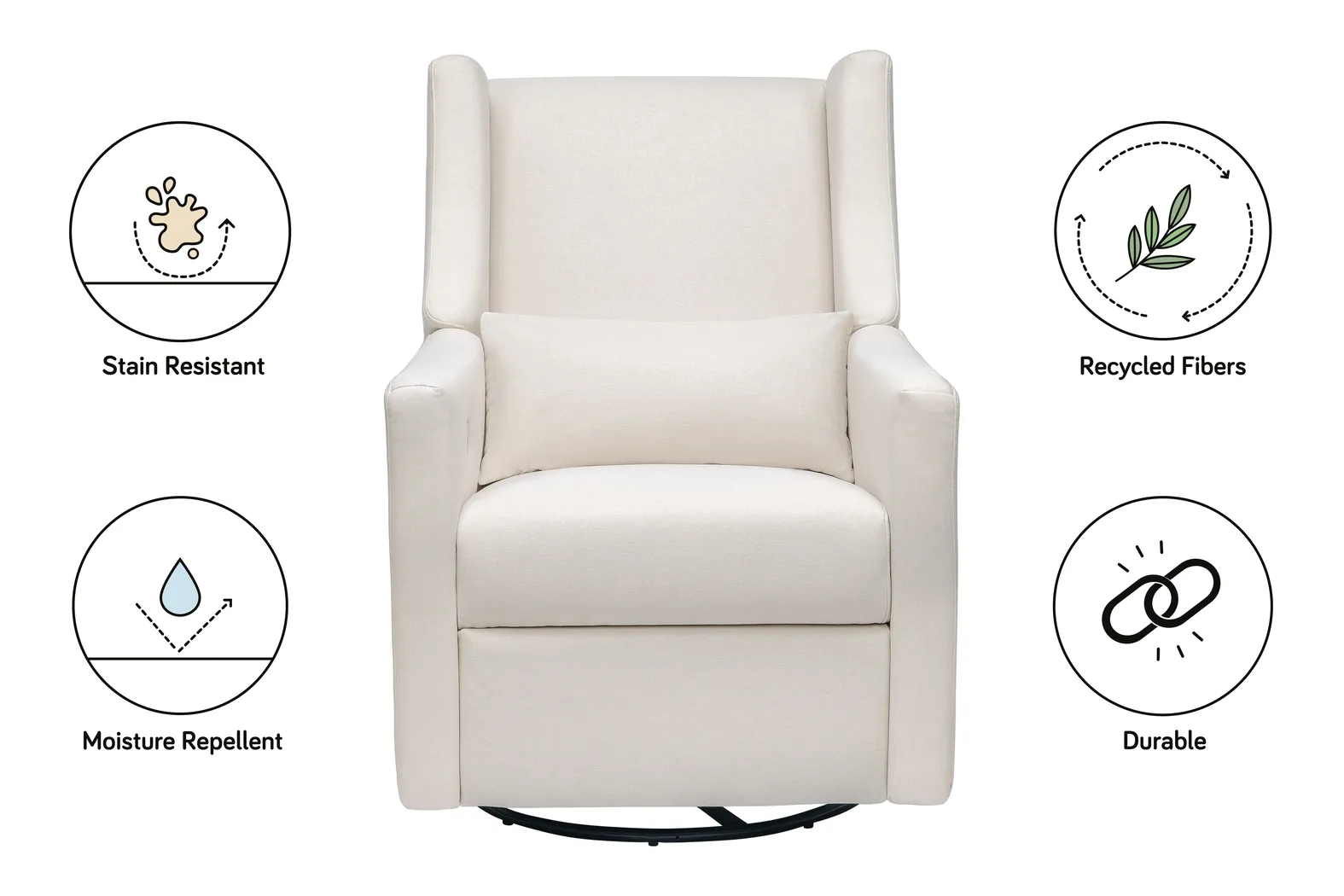 Nursery Cradle Song Cream Power Swivel Glider Recliner - Thumbnail - Image 12