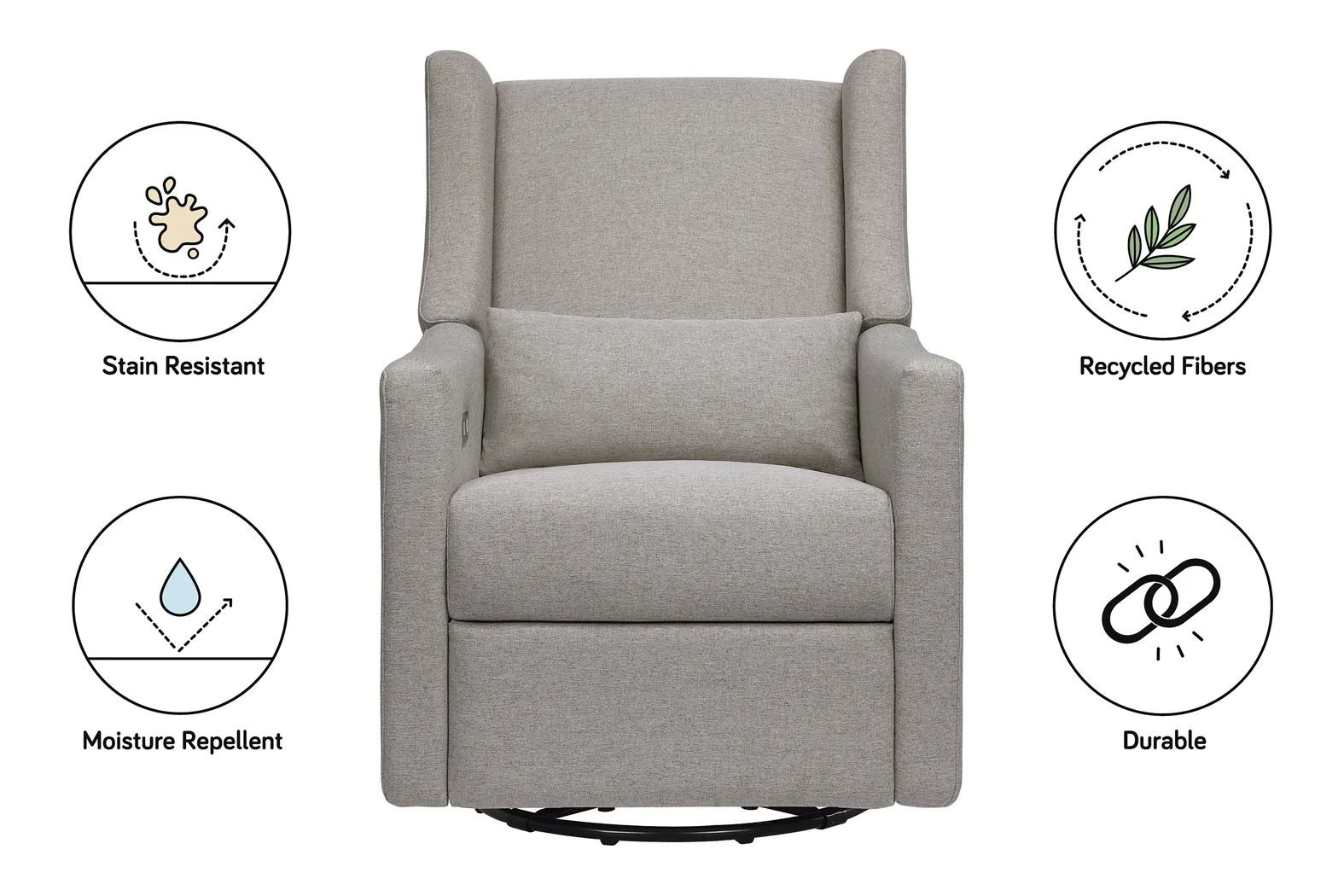 Nursery Cradle Song Gray Power Swivel Glider Recliner - Thumbnail - Image 12