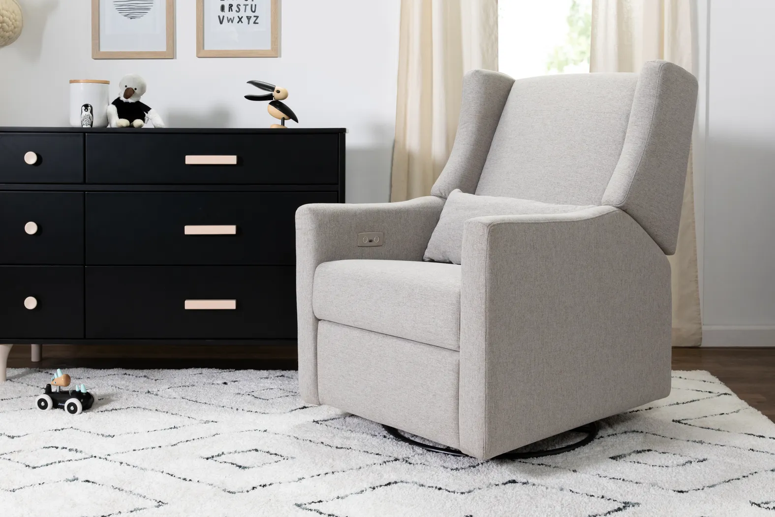 Nursery Cradle Song Gray Power Swivel Glider Recliner - Thumbnail - Image 8