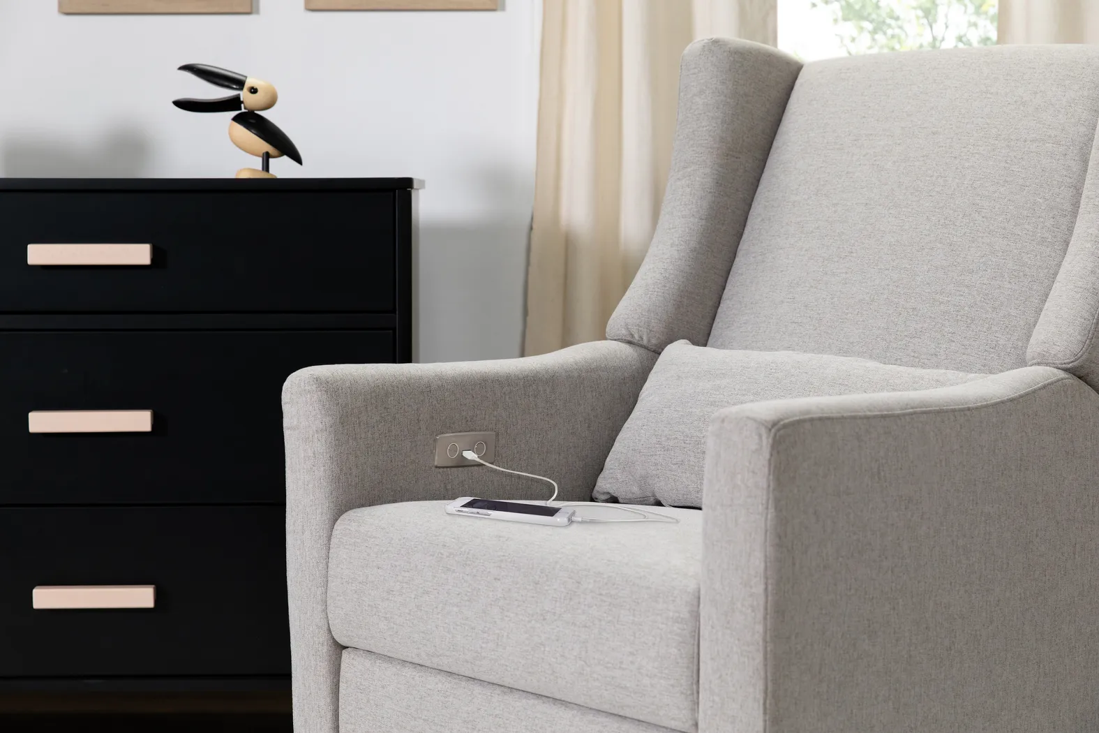 Nursery Cradle Song Gray Power Swivel Glider Recliner - Thumbnail - Image 10