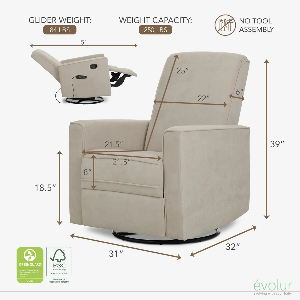 Nursery Daloair Light Gray Swivel Glider - Thumbnail - Image 6