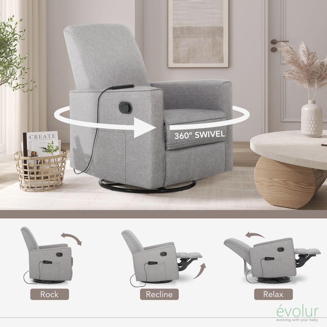 Nursery Daloair Light Gray Swivel Glider - Thumbnail - Image 3