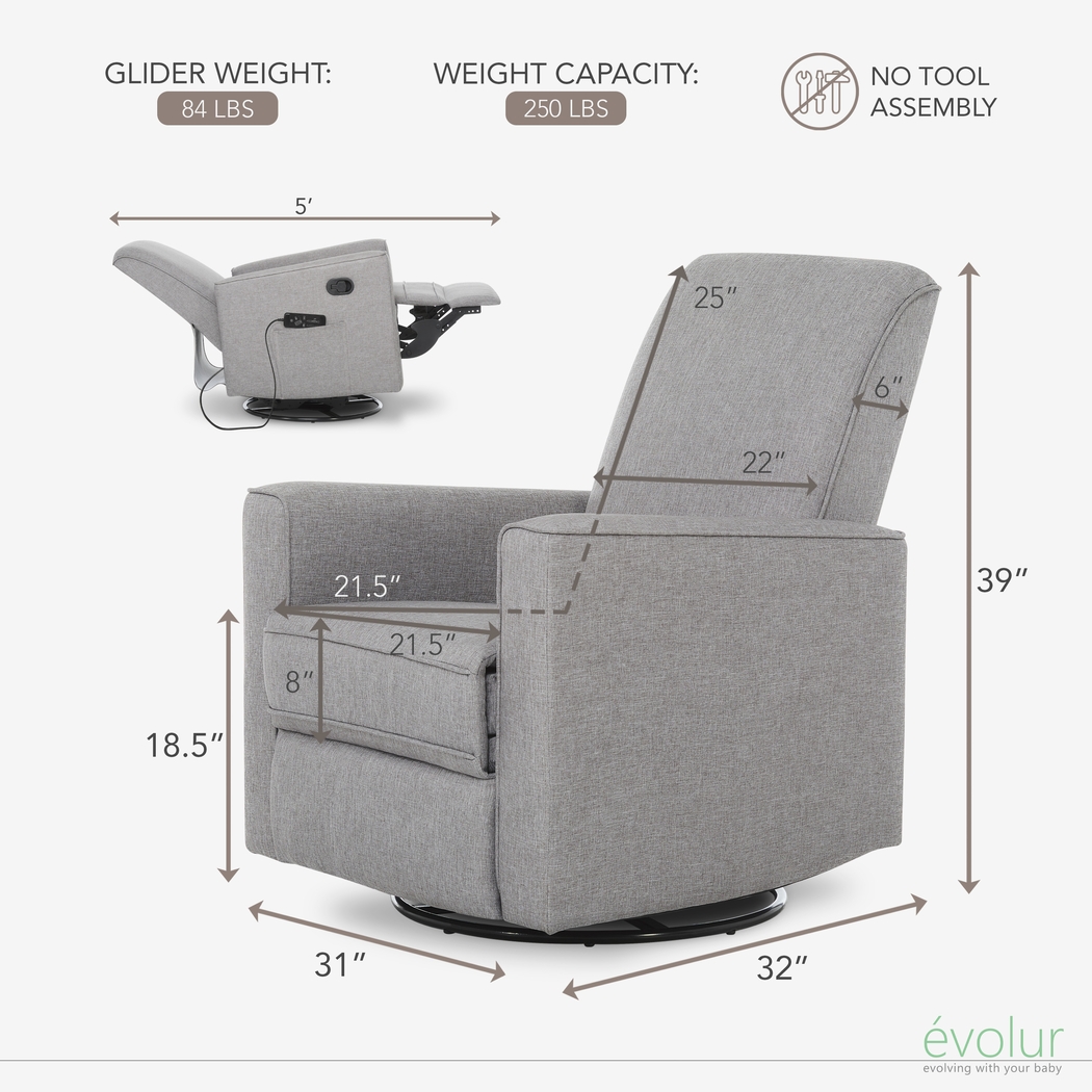 Nursery Daloair Light Gray Swivel Glider - Thumbnail - Image 5