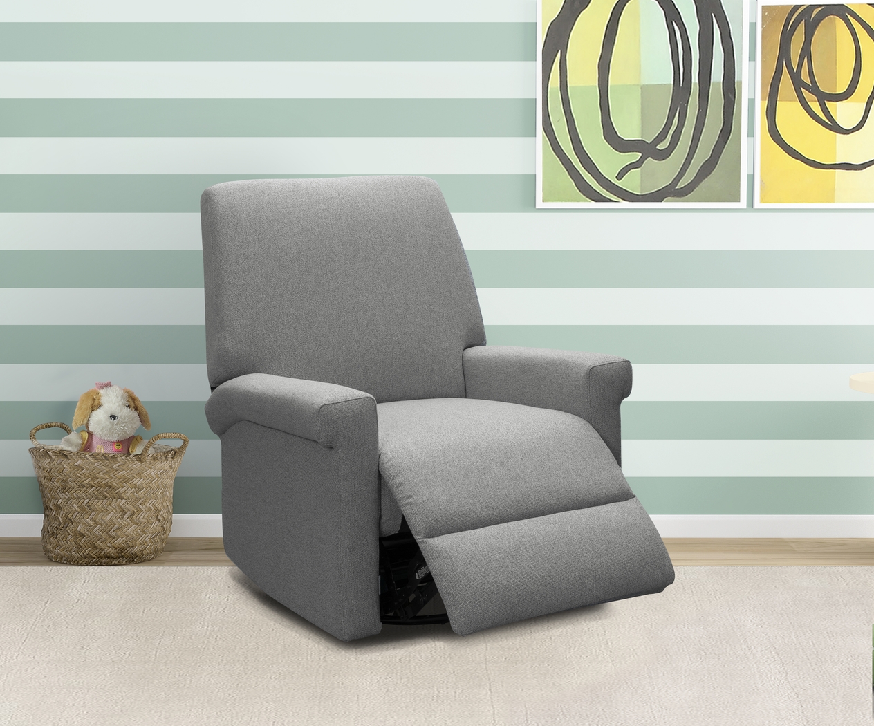 Nursery Lyrical Lullaby Gray Swivel Rocker Recliner - Thumbnail - Image 6