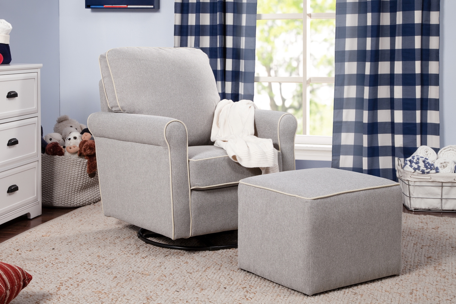 Nursery Paradise Park Gray Swivel Glider and Ottoman - Thumbnail - Image 2