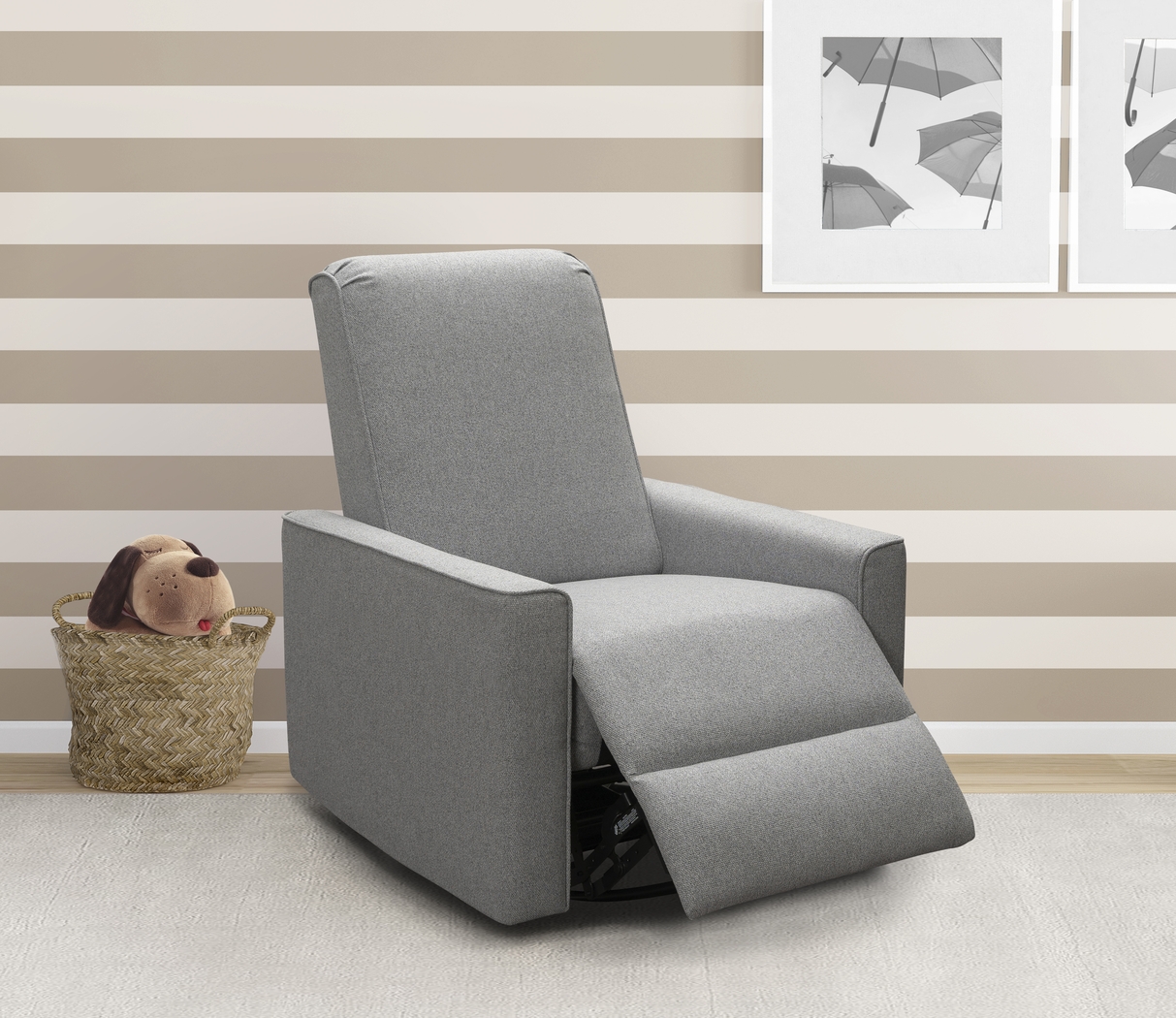 Nursery Sleepy Song Gray Swivel Rocker Recliner - Thumbnail - Image 6