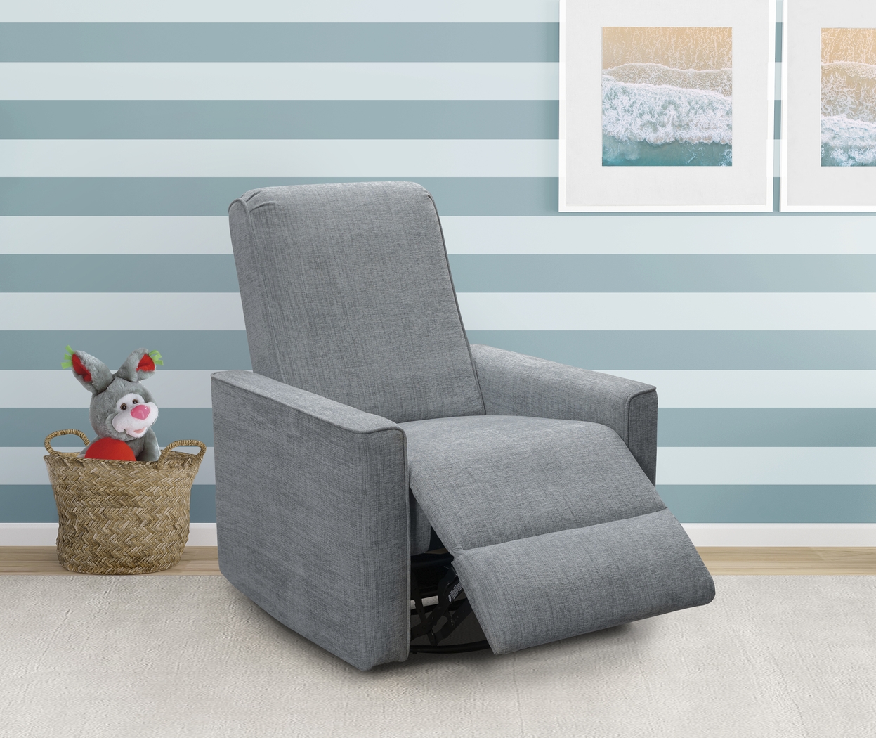 Nursery Sleepy Song Teal Swivel Rocker Recliner - Thumbnail - Image 6