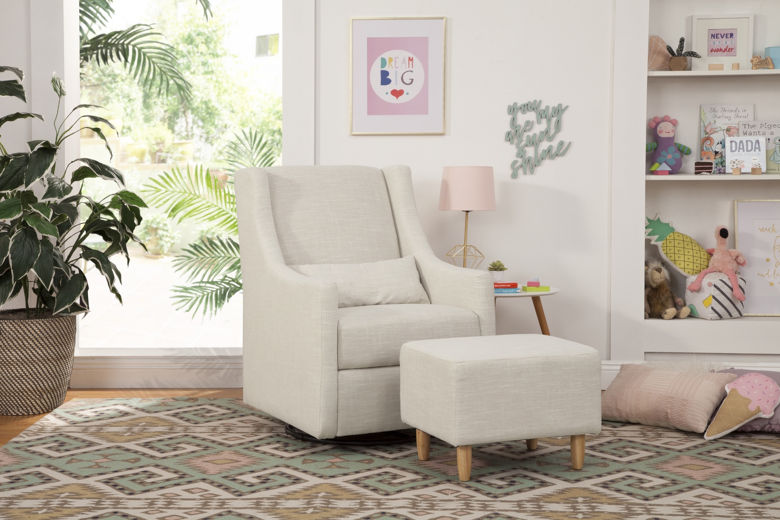 Nursery Sotto Serenade White Swivel Glider and Ottoman - Thumbnail - Image 2