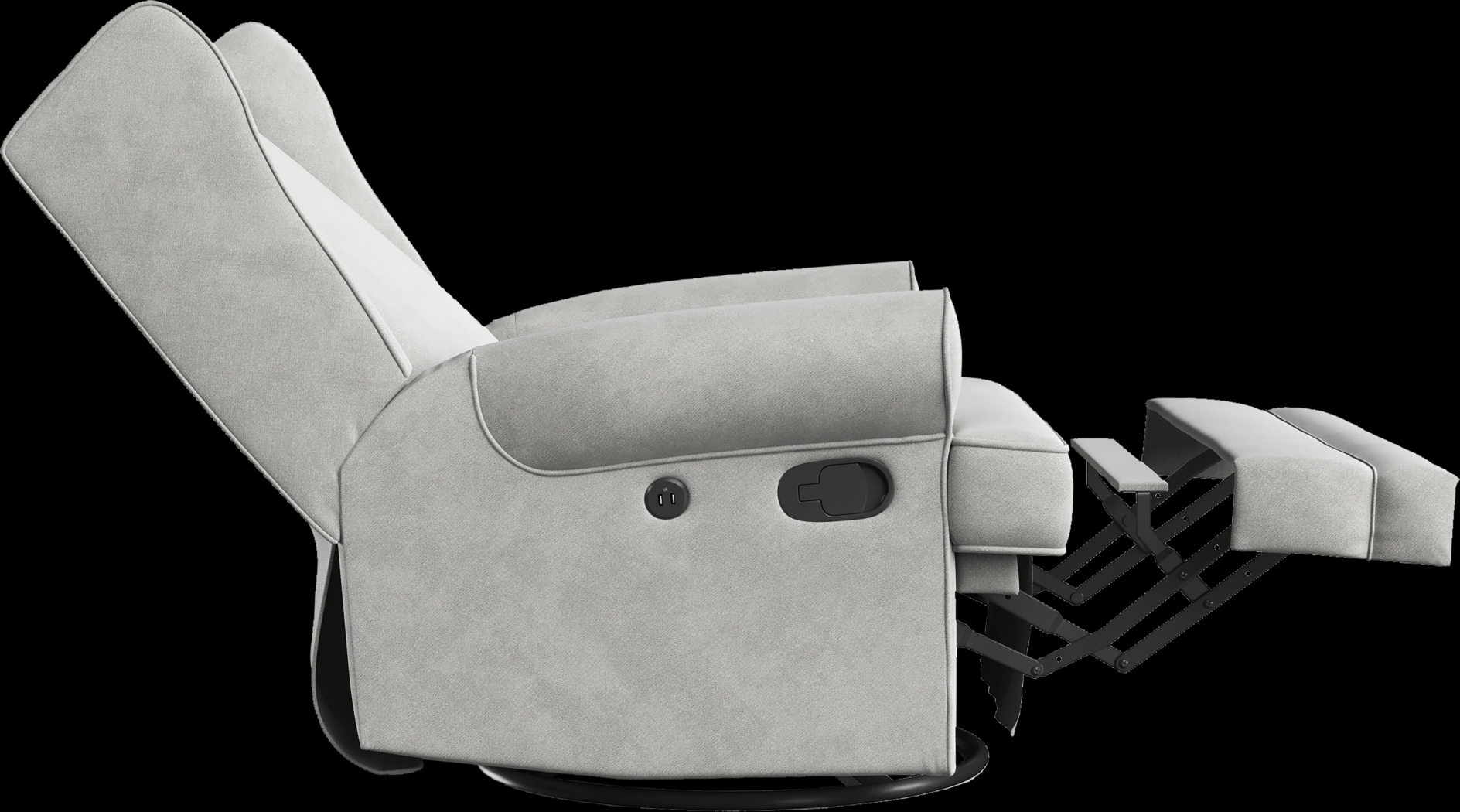 Nursery Taylan Gray Swivel Glider Recliner - Thumbnail - Image 8