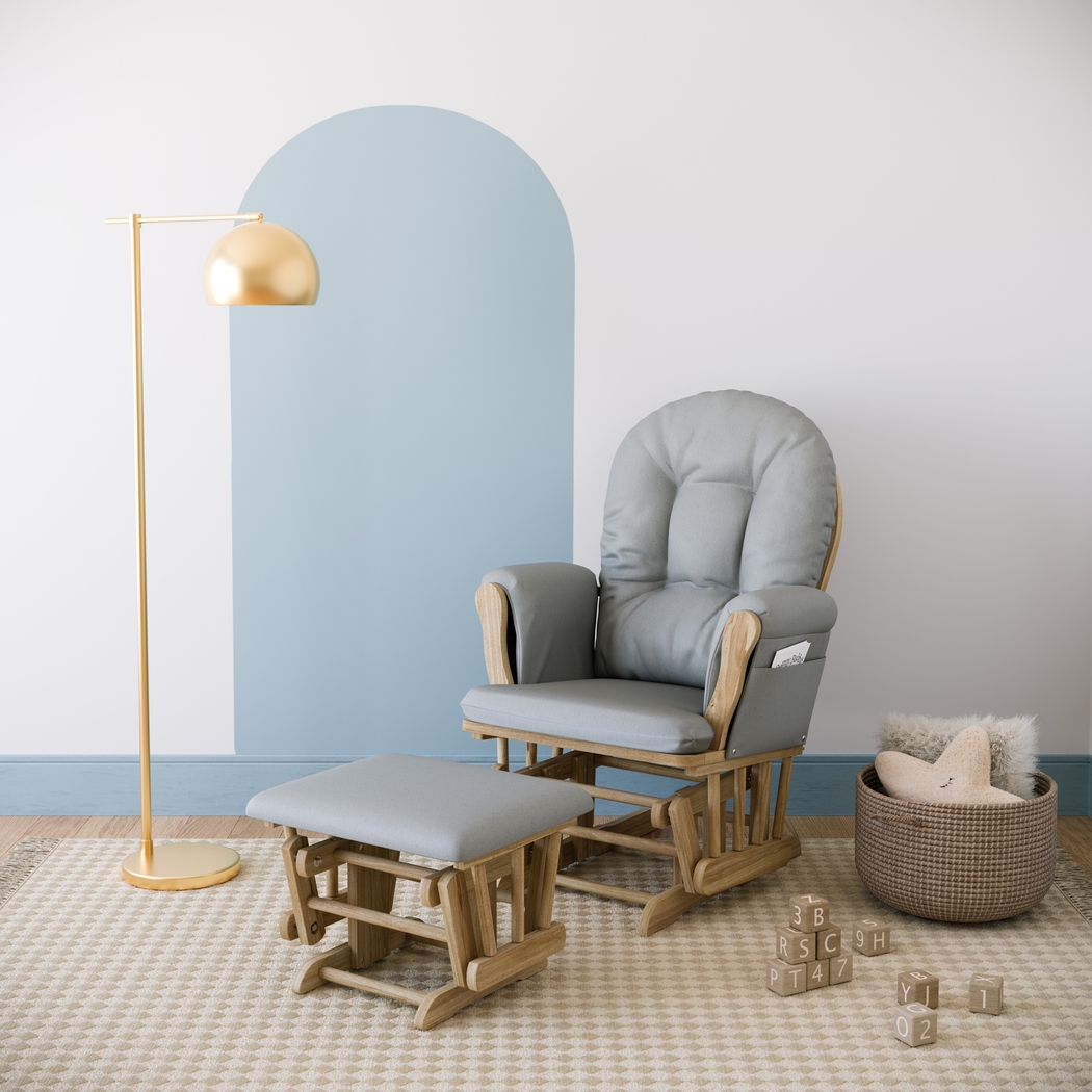 Nursery Vaibia Gray/Natural Glider & Ottoman - Thumbnail - Image 2