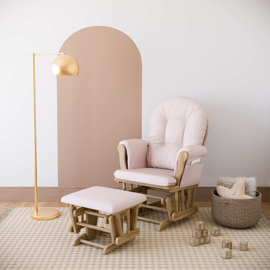 Nursery Vaibia Pink/Natural Glider & Ottoman - Thumbnail - Image 2