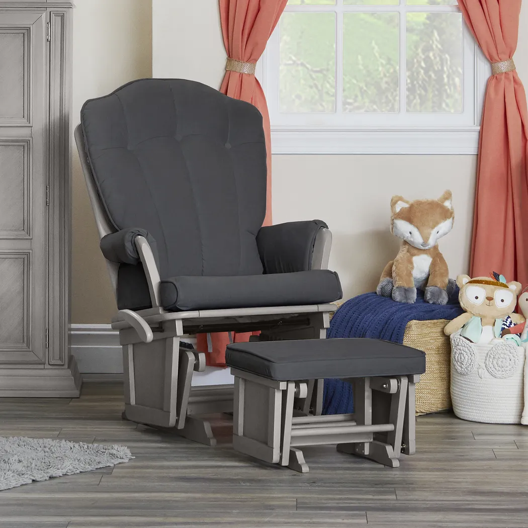 Nursery Vanya Dark Gray Glider and Ottoman - Thumbnail - Image 2