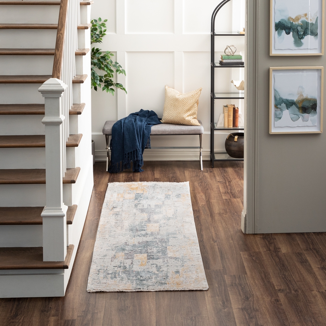 Nydaine Blue 2'6 x 7'6 Runner Rug - Thumbnail - Image 2