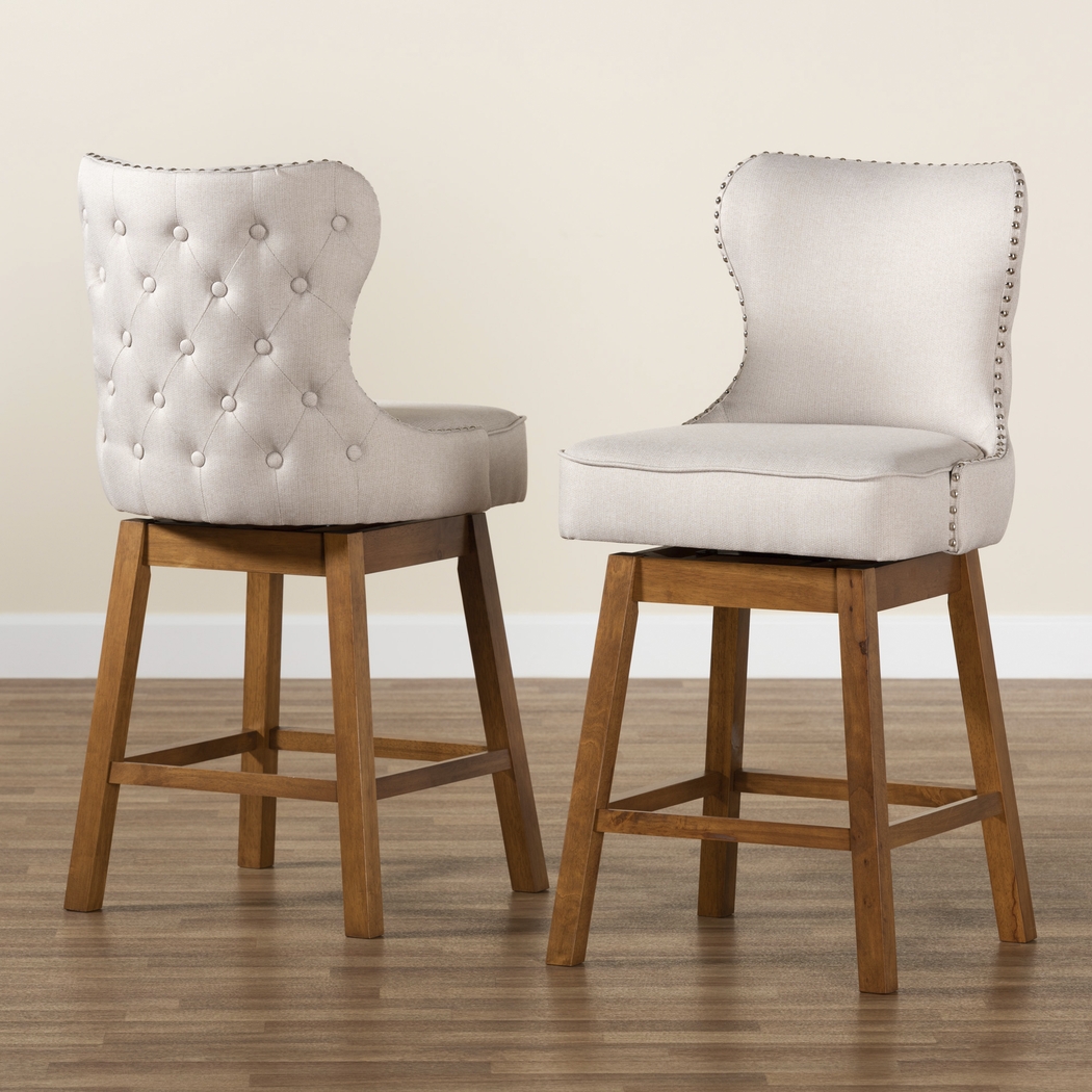 Nylic Beige Swivel Counter Stool, Set of 2 - Thumbnail - Image 3