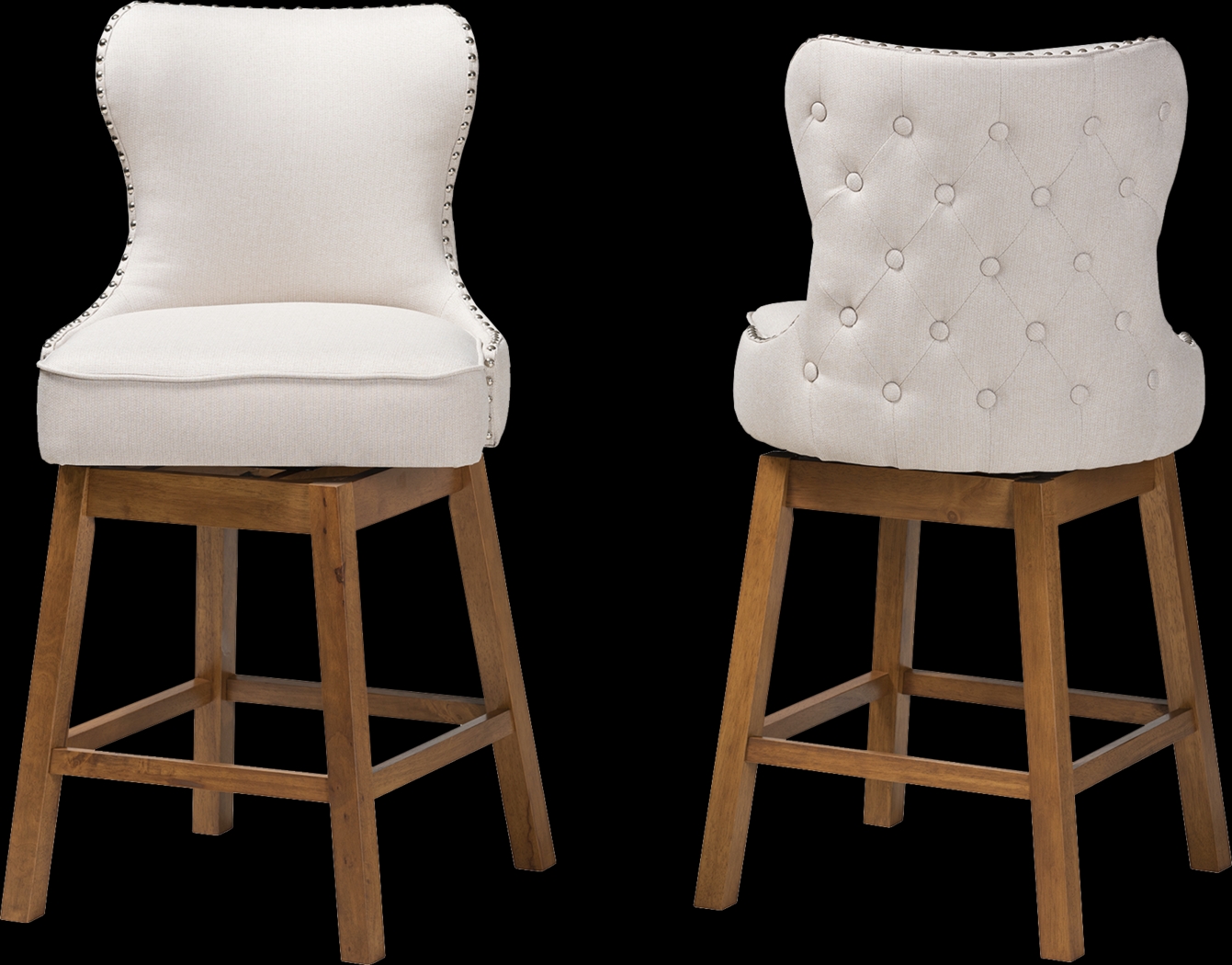 Nylic Beige Swivel Counter Stool, Set of 2 - Thumbnail - Image 4